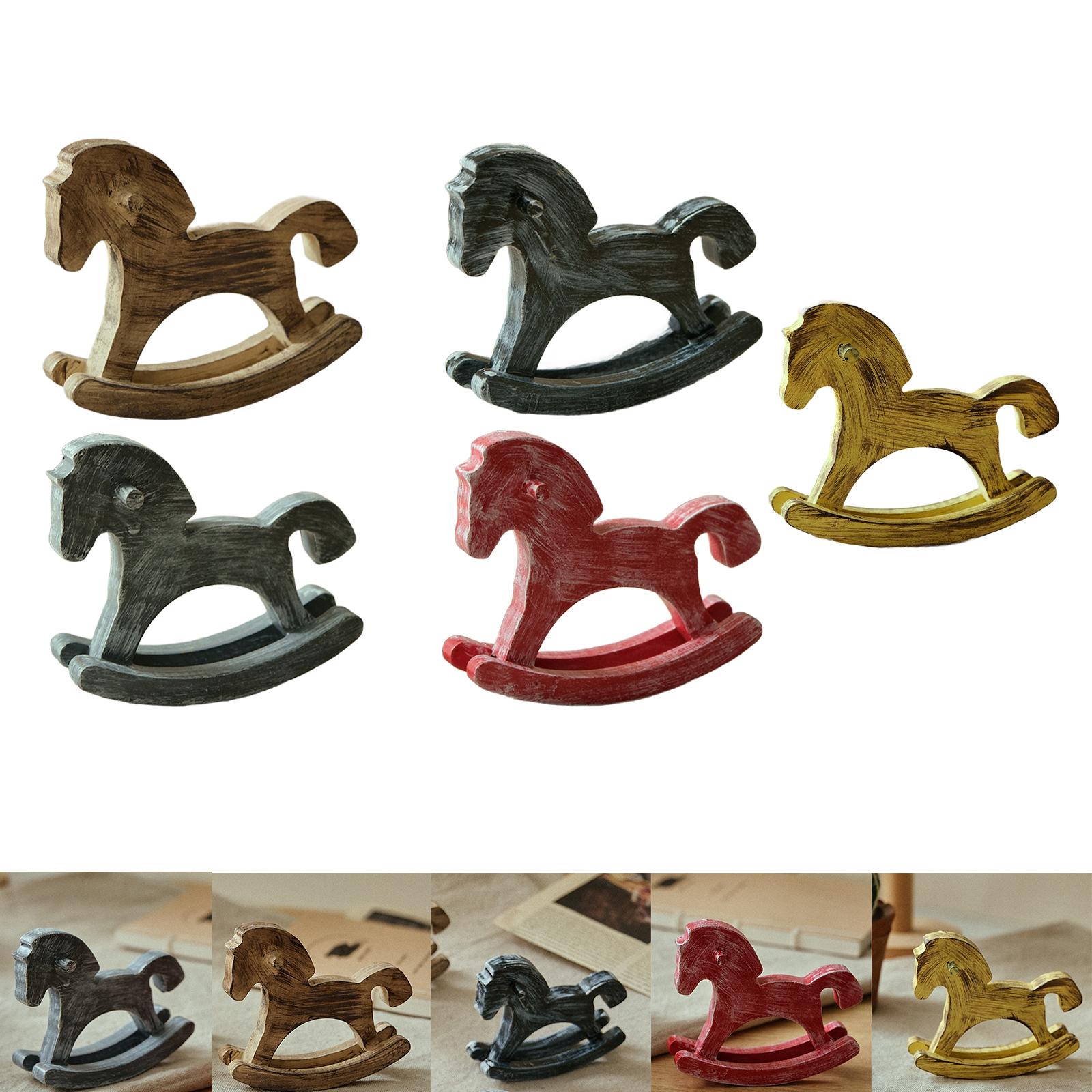 Art Craft Horse - ม้าโยกไม้ ของตกแต่งบ้าน งานฝีมือ ของเล่นตั้งโต๊ะ ของประดับตกแต่ง สำหรับเทศกาล