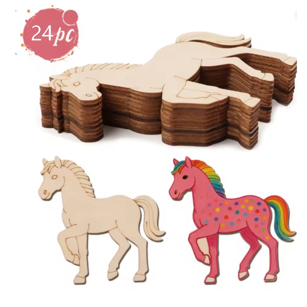 Art Craft Horse - ชุดงานฝีมือไม้รูปม้า 24 ชิ้น แบบยังไม่เสร็จสมบูรณ์ สำหรับงาน DIY