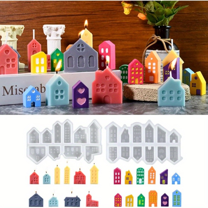 Art Craft House Making - แม่พิมพ์ซิลิโคนรูปบ้านคริสต์มาสสไตล์ยุโรป อุปกรณ์งานฝีมือ DIY สำหรับงานหล่อเรซิ่นอีพ็อกซี่ งานศิลปะปูนปลาสเตอร์ งานทำเครื่องประดับอโรมาเธอราพี