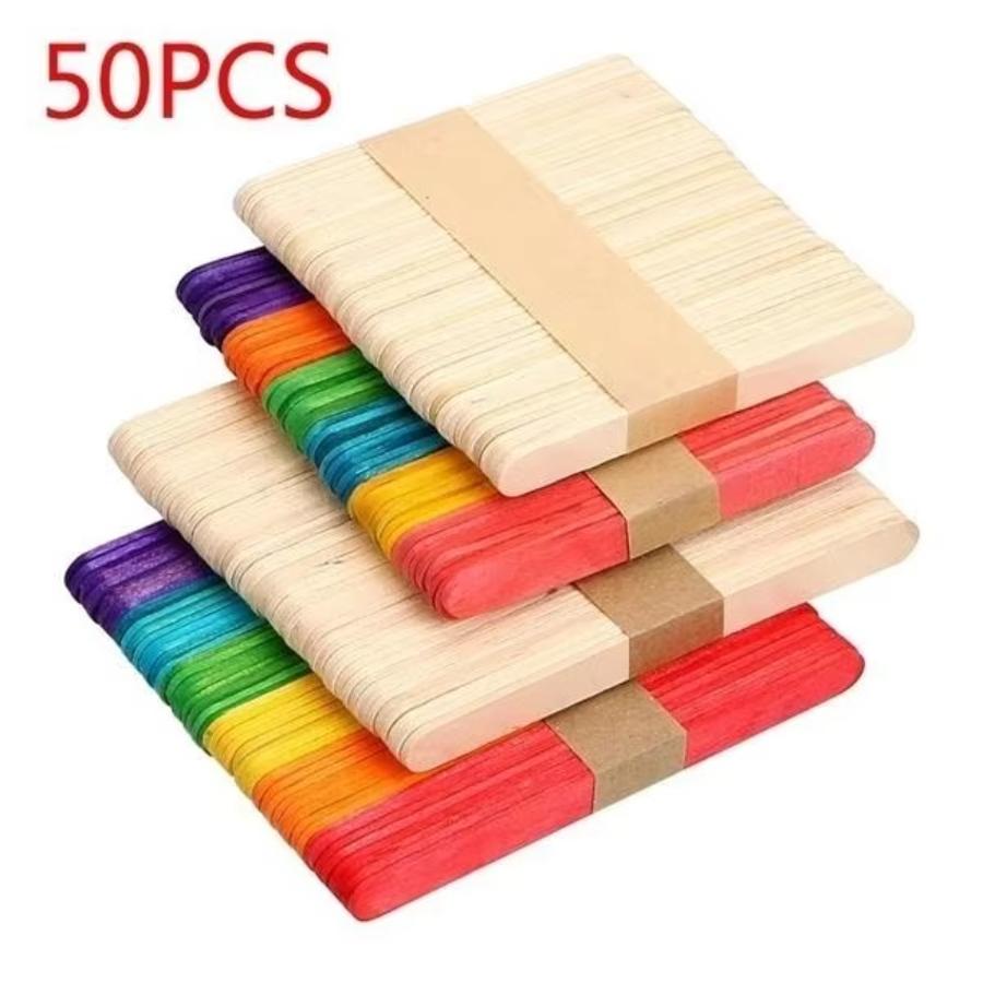 Art Craft Ice Cream - ชุด 50 ชิ้น ไม้ไอศกรีมสีธรรมชาติ สำหรับงาน DIY