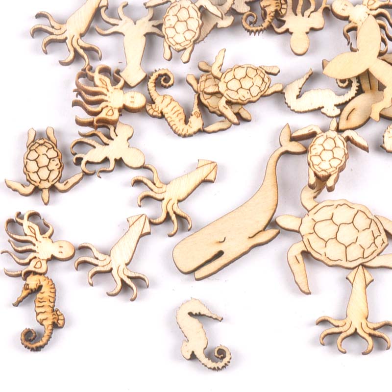 Art Craft Horse - 20Pcs 25-40Mmทะเลเต่า/ม้า/ปลาวาฬไม้DIY Homeตกแต่งหัตถกรรมไม้Handmade embellishmentsศิลปะM1938