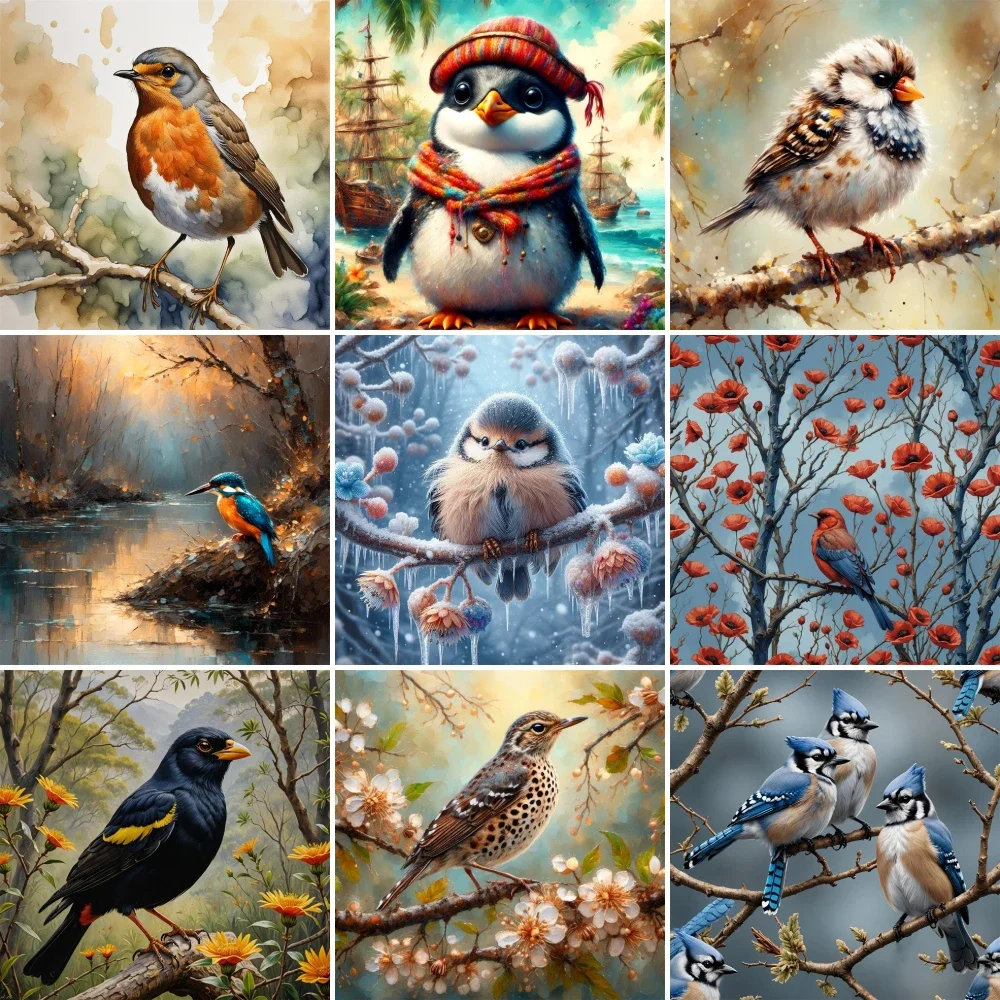 Art Craft Ideas For Adults - ภาพวาดนกเพนกวิน นกนางแอ่น ภาพระบายสีตามตัวเลข งานศิลปะและงานฝีมือสำหรับผู้ใหญ่ ภาพติดผนัง ไอเดียของขวัญส่วนตัว
