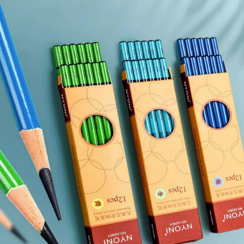 Sketching Charcoal Set - 10/12Pcs Professional Sketching ชุดดินสอดินสอถ่านกราไฟท์นุ่มปานกลางสําหรับวาดเริ่มต้น & ศิลปิน