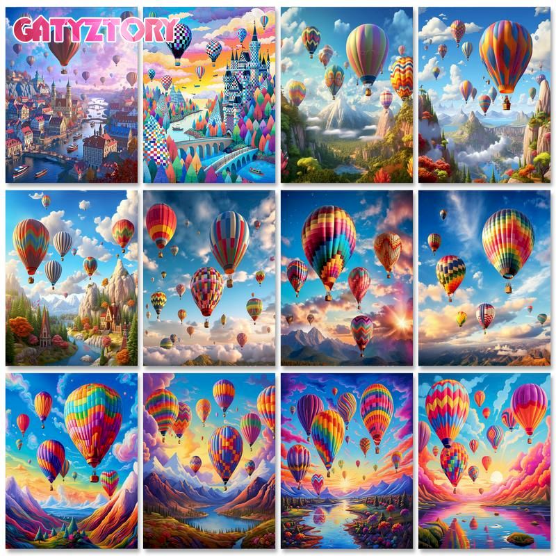 Art Craft Ideas For Adults - ชุดงานศิลปะเพชรภาพบอลลูนลมร้อน GATYZTORY สำหรับผู้ใหญ่ งานฝีมือ DIY ไอเดียภาพทิวทัศน์
