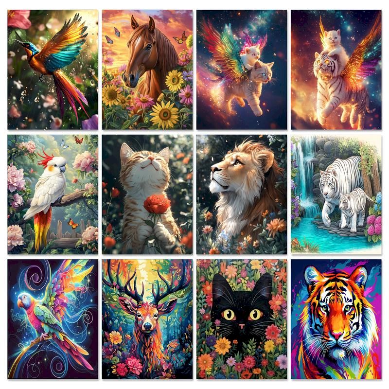 Art Craft Ideas For Adults - GATYZTORY ชุดระบายสีตามตัวเลขสำหรับผู้ใหญ่ ชุดงานฝีมือ ภาพวาดสัตว์ป่า งานศิลปะ ภาพวาดตามตัวเลข