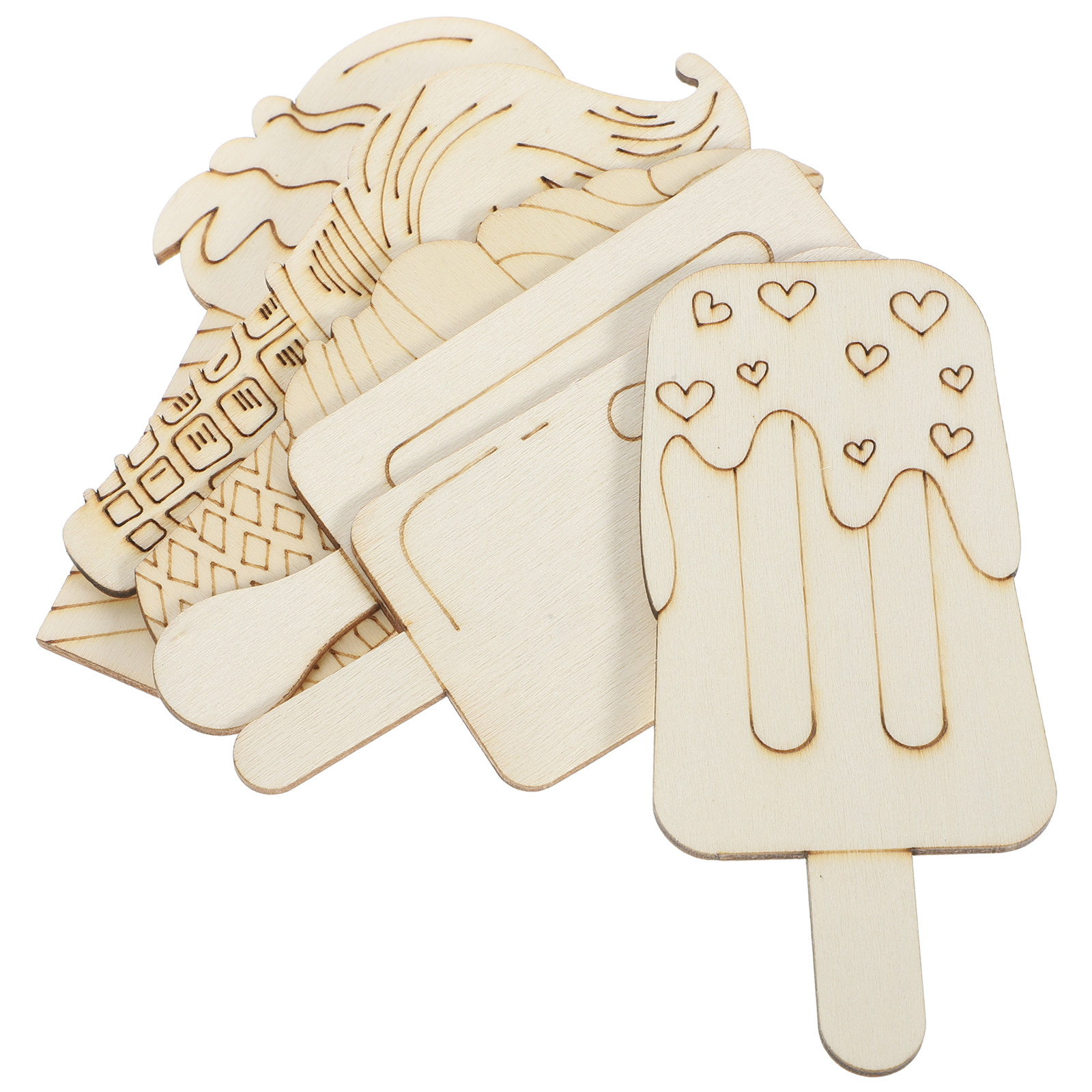 Art Craft Ice Cream - แผ่นไม้เปล่าสำหรับทำไอศกรีม 30 ชิ้น ลายไม้ธรรมชาติ ขอบเรียบปลอดภัย อุปกรณ์งานฝีมือ