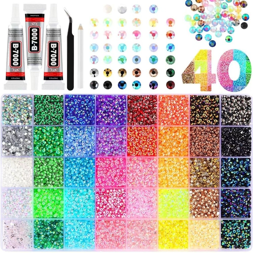 Art Craft Items - ชุดเรซิ่นหลากสีประดับเพชร DIY สำหรับตกแต่งงานศิลปะ เพชรเม็ดแบนวิบวับ ประกายเจลลี่ สำหรับเครื่องประดับแต่งหน้า