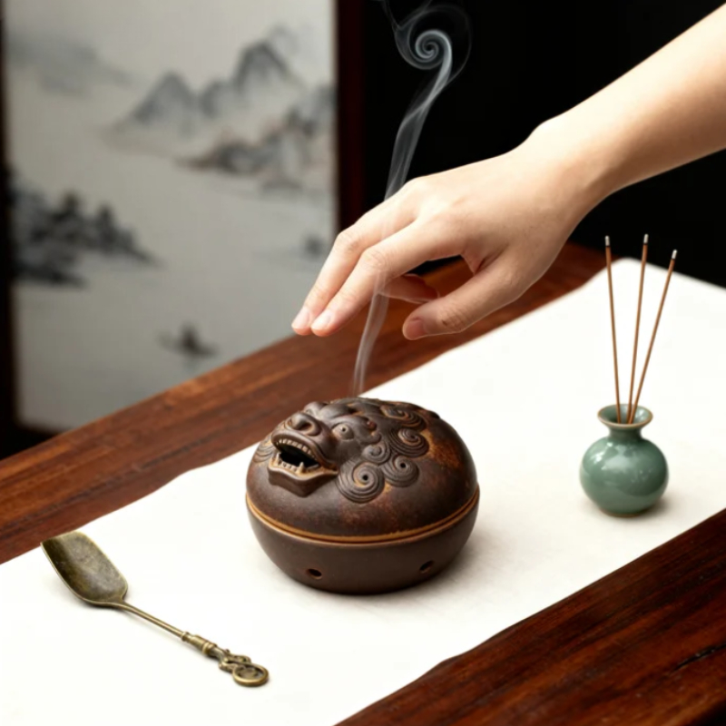 Art Craft Room Ideas - เตาเผาเครื่องหอมรูปมังกรย้อนยุค รูปทรงสัตว์ป่า ที่วางไม้จันทน์หอม ที่ใส่เถ้าธูป ของตกแต่งบ้าน สำนักงาน