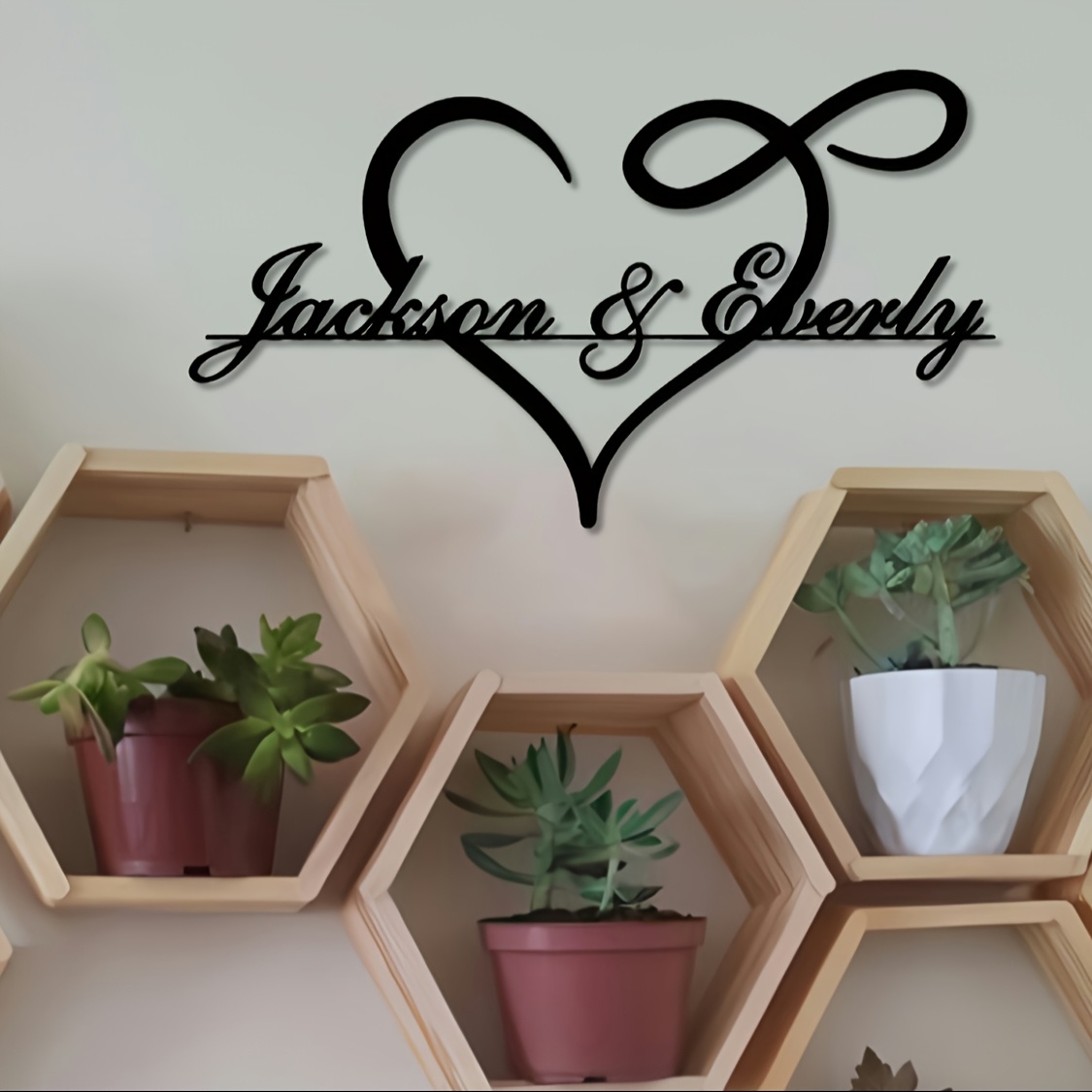 Art Craft Room Ideas - งานศิลปะติดผนังโลหะแบบกำหนดเอง 1 ชิ้น - รูปหัวใจคู่รักและสัญลักษณ์อินฟินิตี้แบบปรับแต่งได้ ดีไซน์ลายตัวอักษรสวยงาม