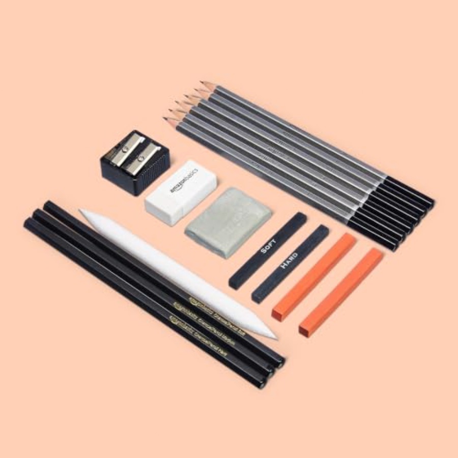 Sketching Charcoal Set - ชุดดินสอสำหรับวาดภาพและร่างภาพ 17 ชิ้น สำหรับศิลปิน อุปกรณ์วาดภาพพร้อมดินสอ ถ่าน