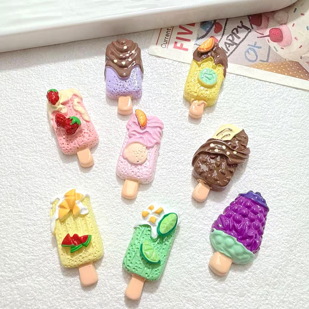 Art Craft Ice Cream - ไอศกรีมเรซิ่นแบบแบน 10/100 ชิ้น ของตกแต่งบ้านตุ๊กตา งานฝีมือ ของตกแต่งงานศิลปะ
