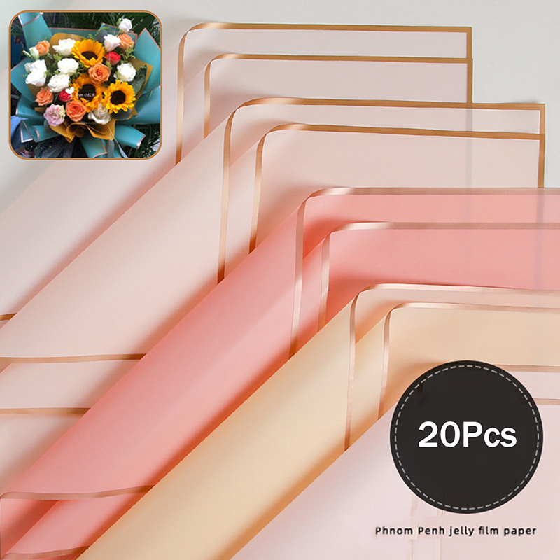 กระดาษห่อดอกไม้ขอบทอง 20 แพ็ค  - Art Craft Items บทวิจารณ์และราคา