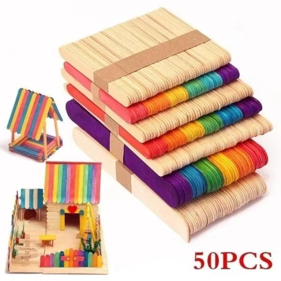 ชุด 50 ชิ้น ไม้ไอศกรีมสีธรรมชา - Art Craft Ice Cream บทวิจารณ์และราคา