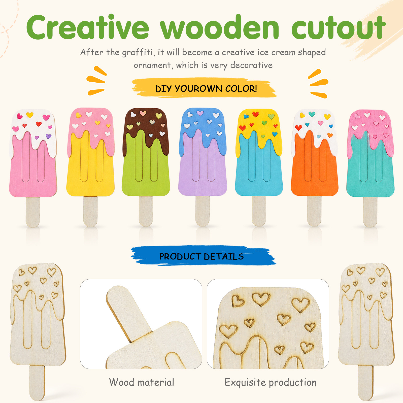แผ่นไม้เปล่าสำหรับทำไอศกรีม 30 - Art Craft Ice Cream บทวิจารณ์และราคา