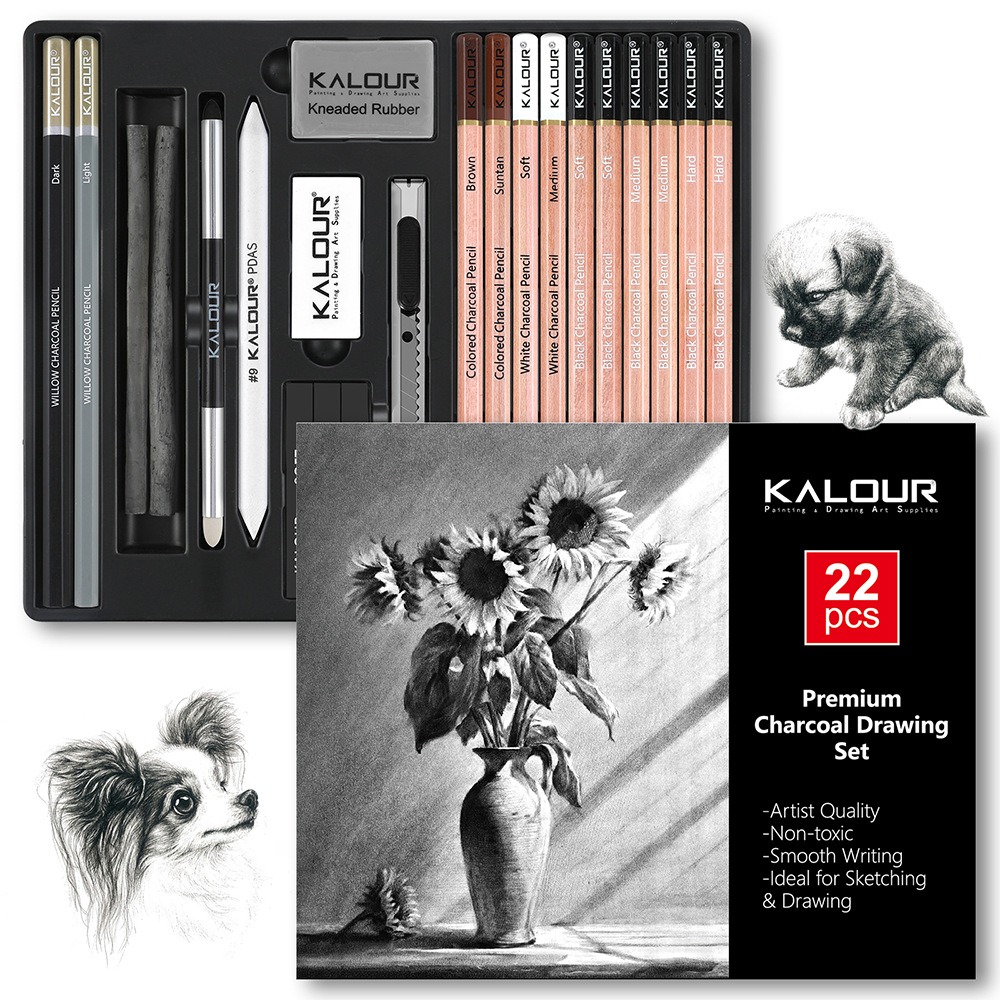 ชุดเครื่องมือวาดภาพถ่าน KALOUR - Sketching Charcoal Set บทวิจารณ์และราคา