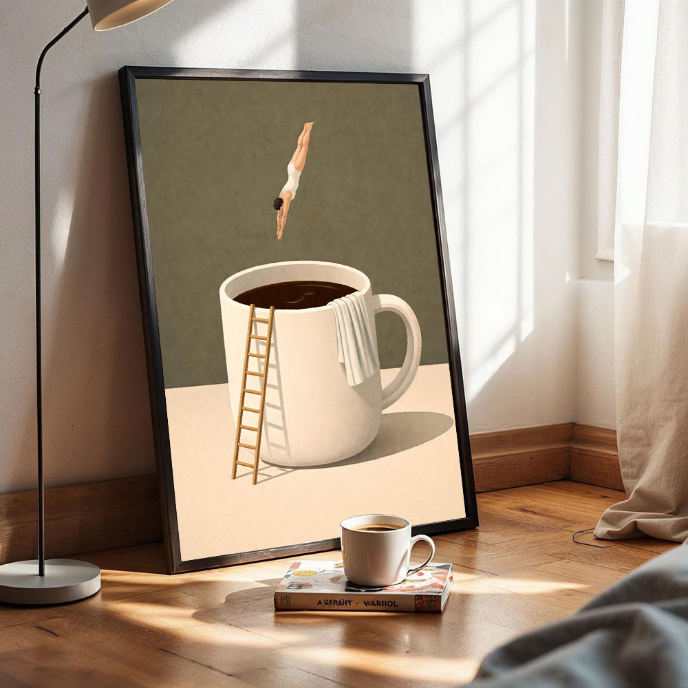 ภาพพิมพ์บนผ้าใบลายกาแฟ 1 ชิ้น  - Art Craft Kitchen บทวิจารณ์และราคา