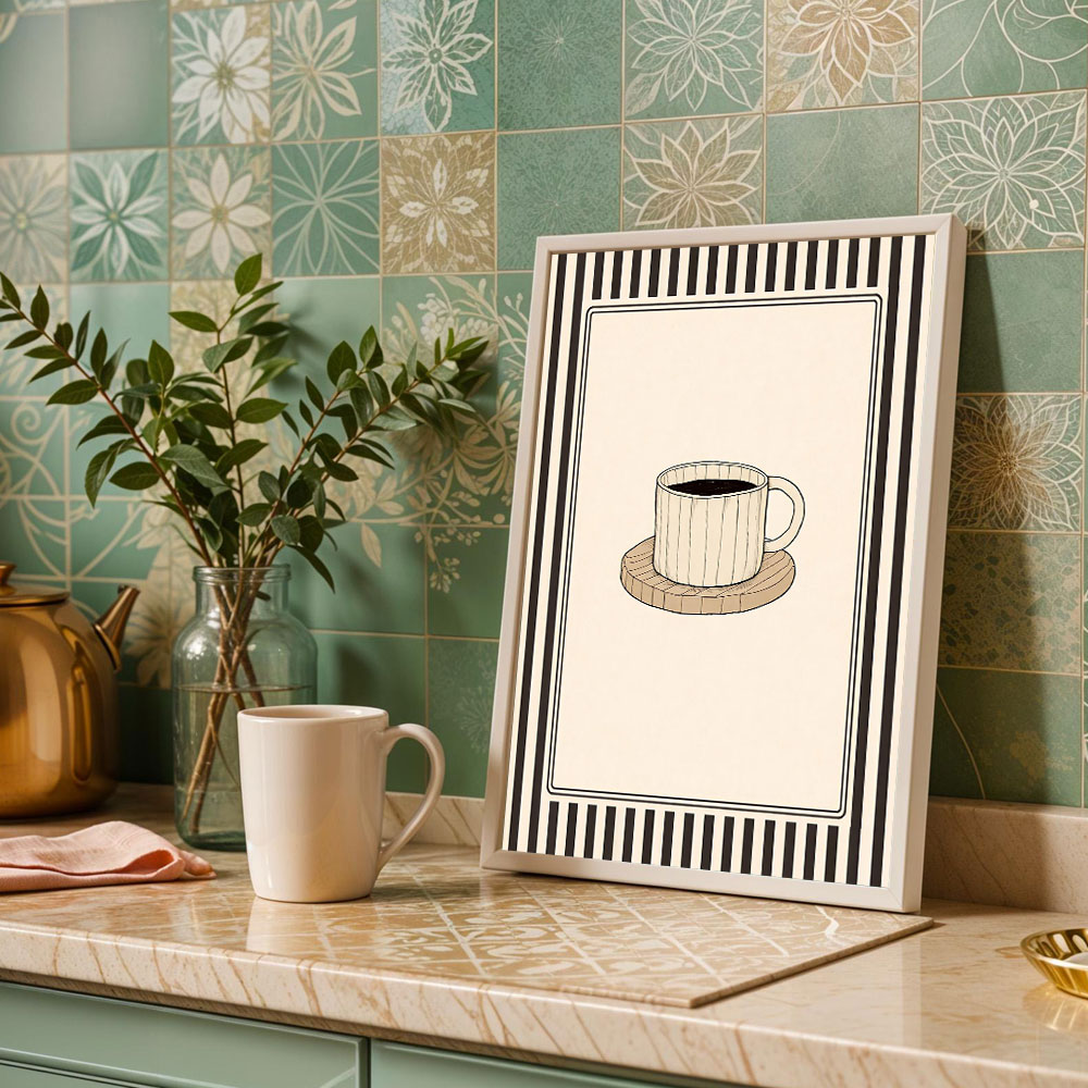 ภาพพิมพ์บนผ้าใบลายกาแฟ 1 ชิ้น  - Art Craft Kitchen บทวิจารณ์และราคา