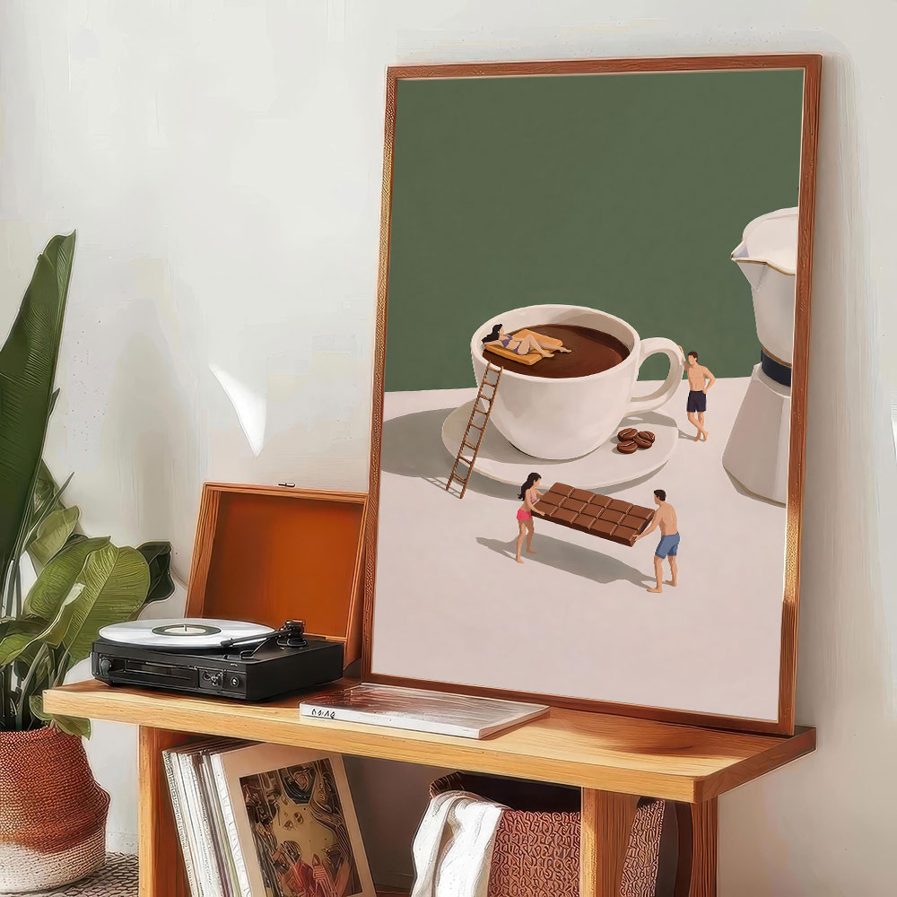 ภาพพิมพ์บนผ้าใบลายกาแฟ 1 ชิ้น  - Art Craft Kitchen บทวิจารณ์และราคา