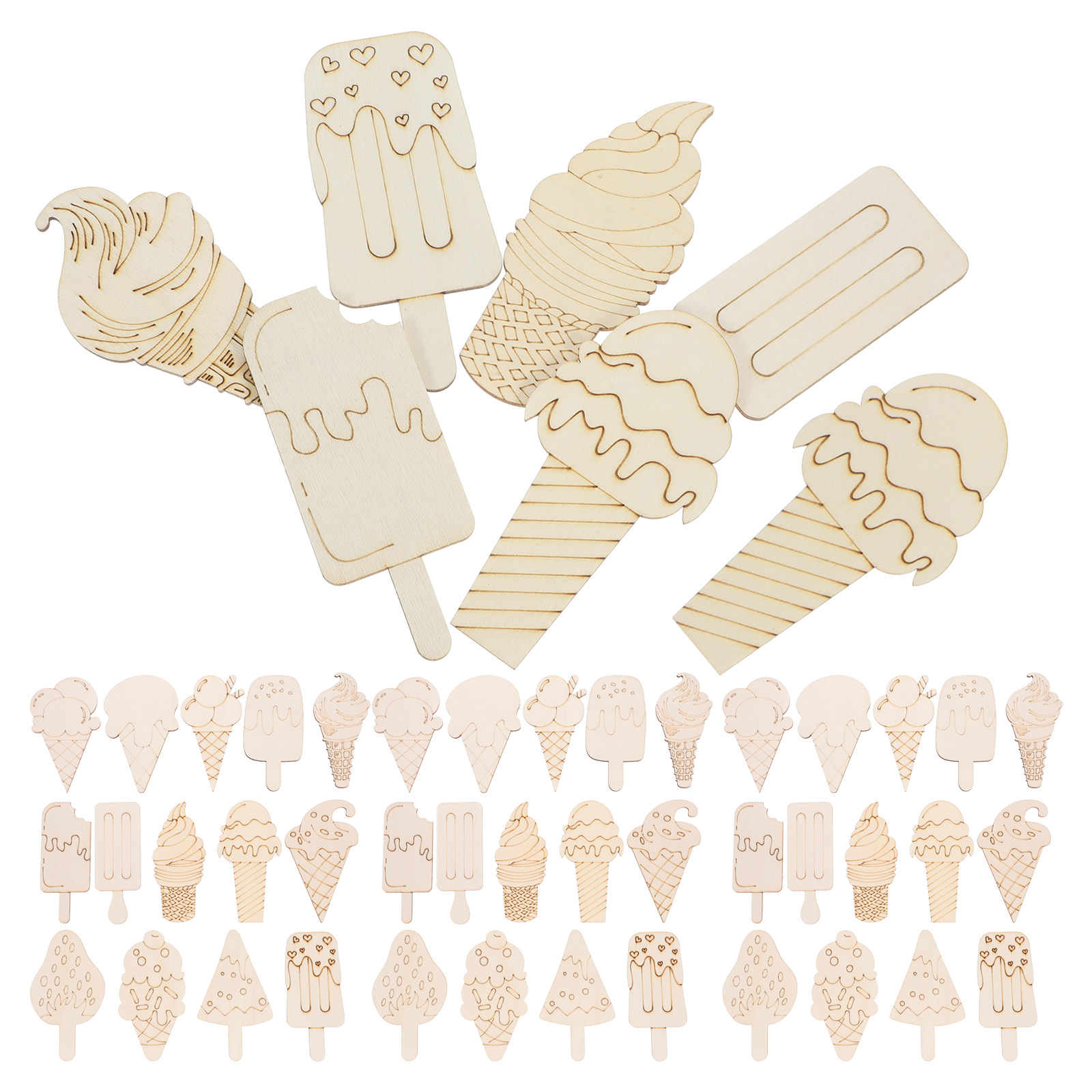 แผ่นไม้สำหรับงานศิลปะ 70 ชิ้น  - Art Craft Ice Cream บทวิจารณ์และราคา