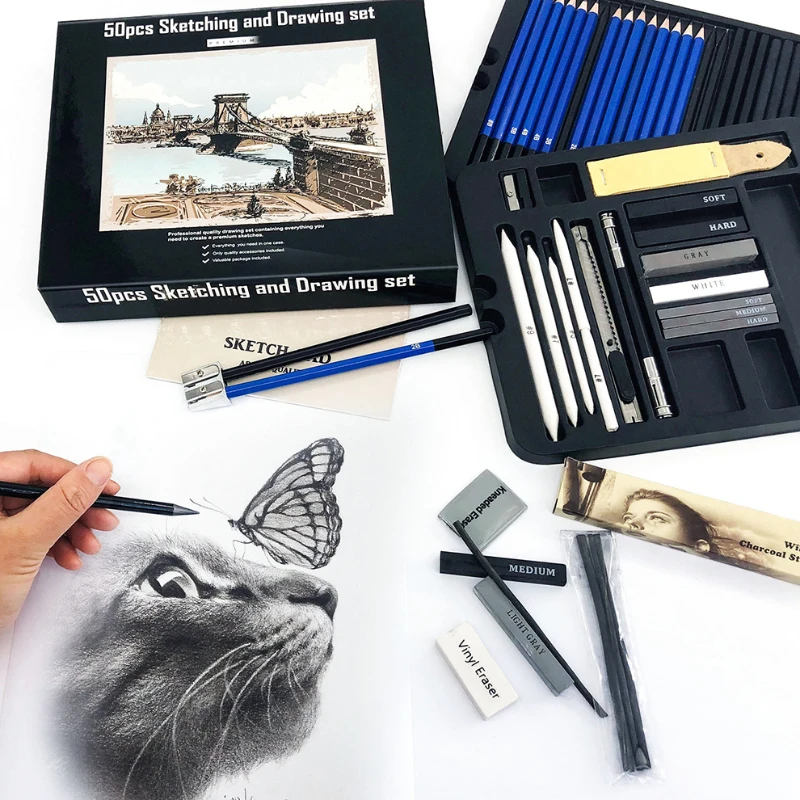 50 ชิ้น Sketching ดินสอชุดดินส - Sketching Charcoal Set บทวิจารณ์และราคา