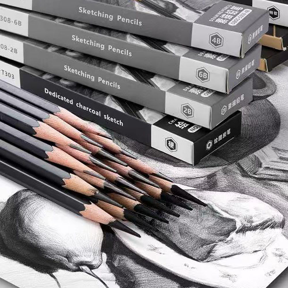 ดินสอวาดภาพ 12 แท่งสำหรับนักเร - Sketching Charcoal Set บทวิจารณ์และราคา