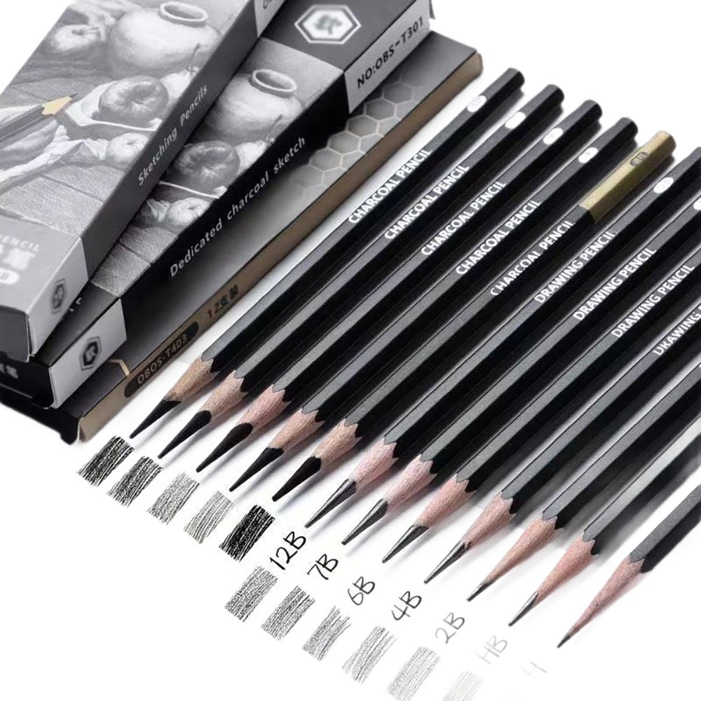 ดินสอวาดภาพ 12 แท่งสำหรับนักเร - Sketching Charcoal Set บทวิจารณ์และราคา