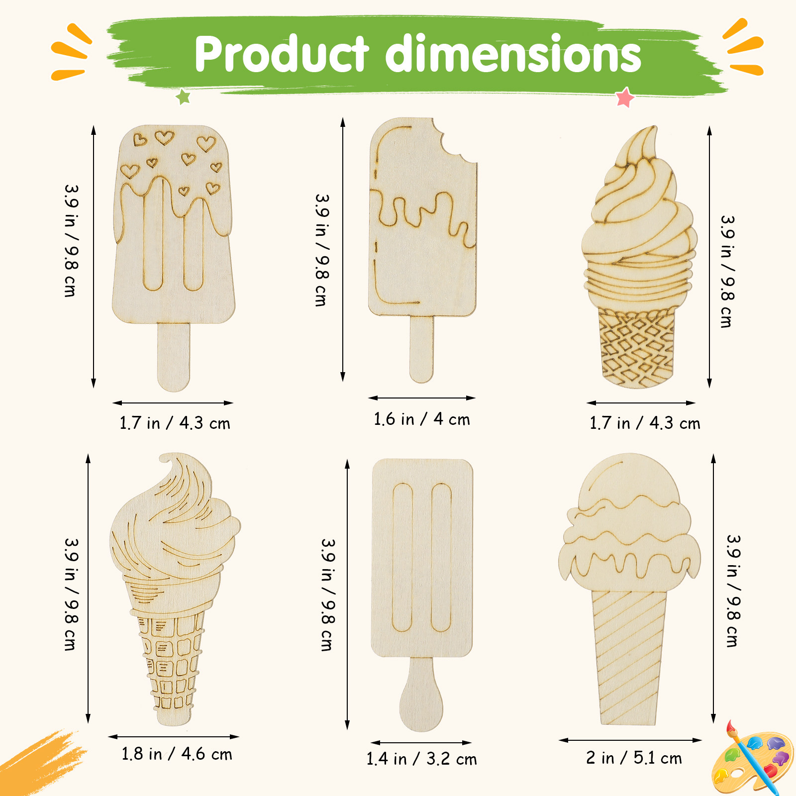 แผ่นไม้สำหรับงานฝีมือ 30 ชิ้น  - Art Craft Ice Cream บทวิจารณ์และราคา