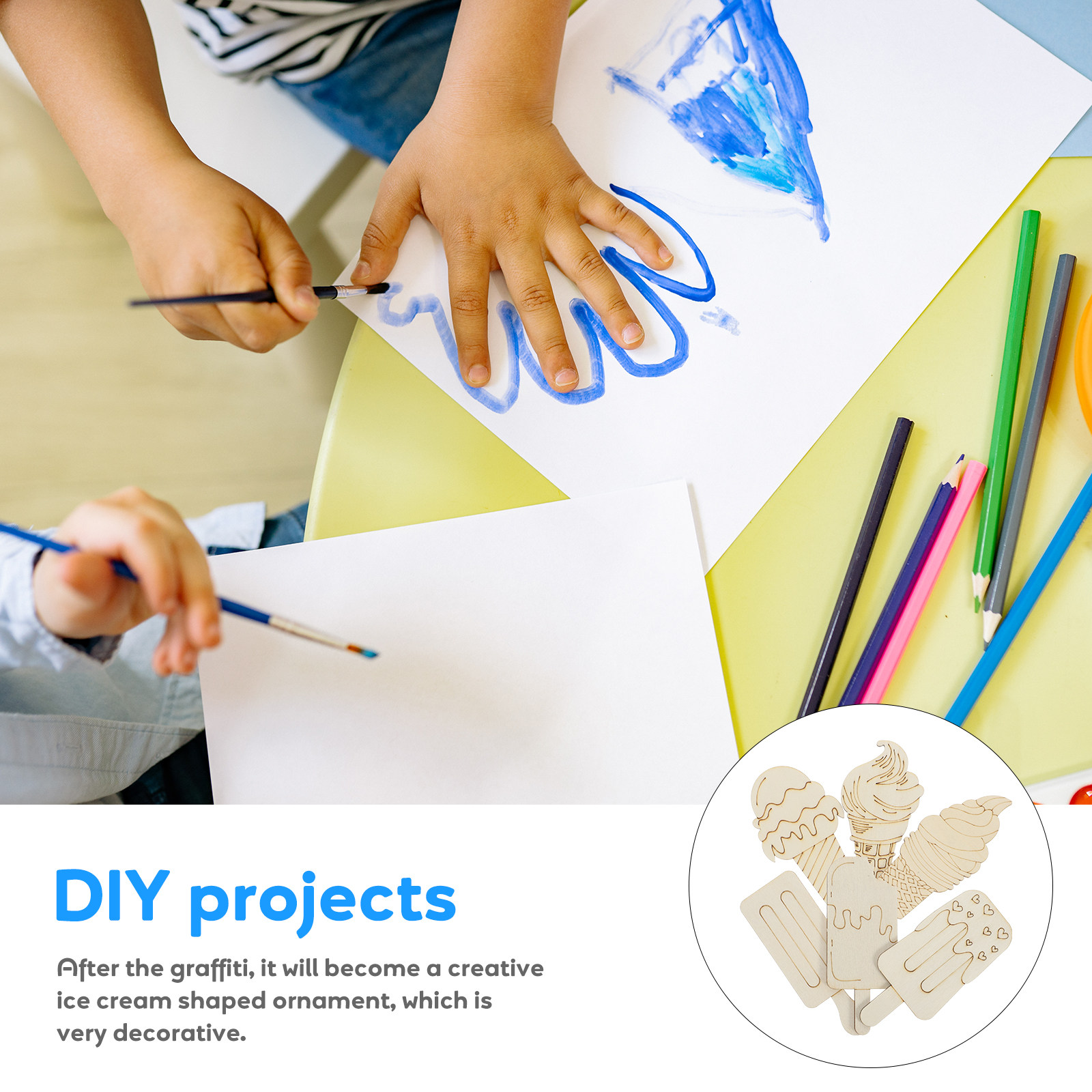 แผ่นไม้สำหรับงานฝีมือ 30 ชิ้น  - Art Craft Ice Cream บทวิจารณ์และราคา
