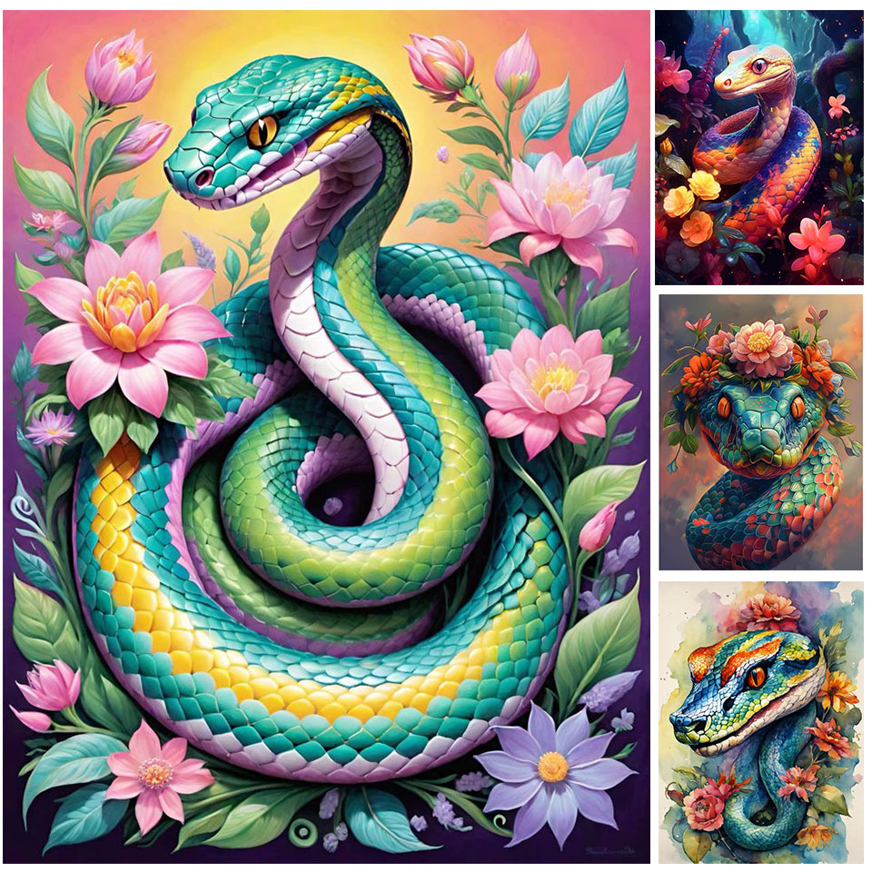 สัตว์เพชรภาพวาดงูเต็มรูปแบบรอบ - Art Craft Hobbies บทวิจารณ์และราคา