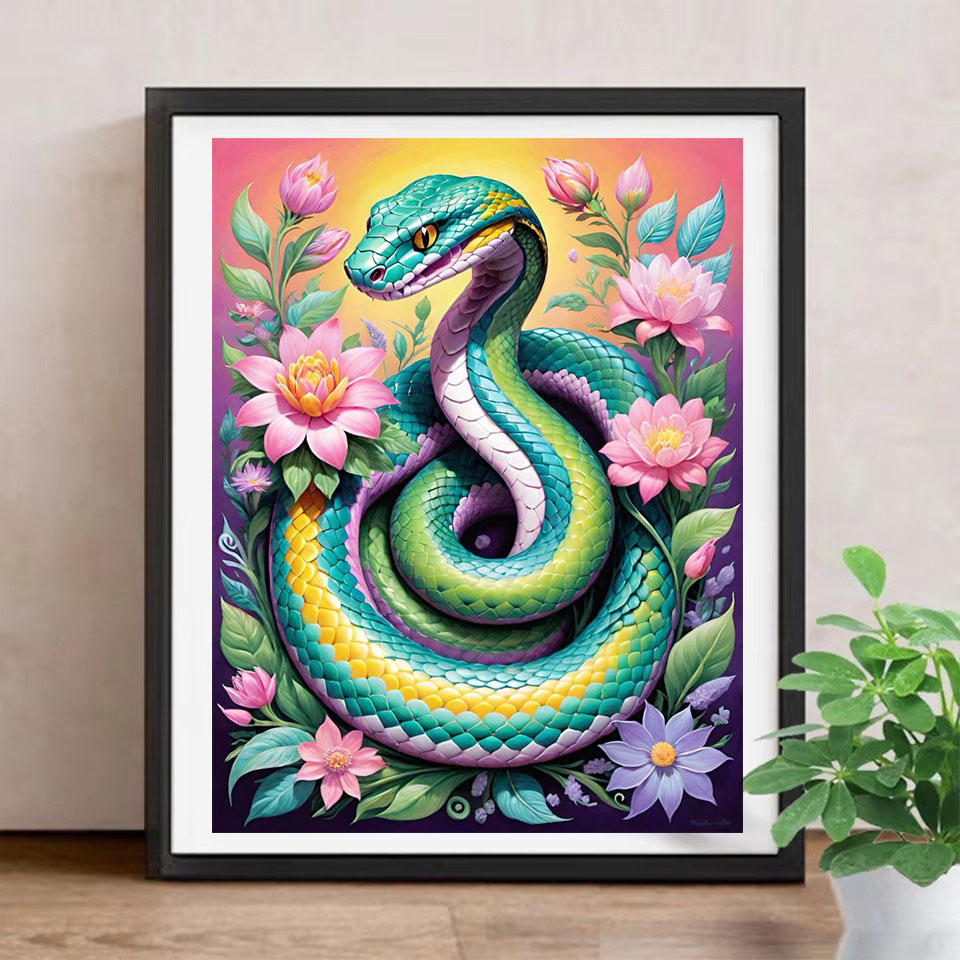 สัตว์เพชรภาพวาดงูเต็มรูปแบบรอบ - Art Craft Hobbies บทวิจารณ์และราคา