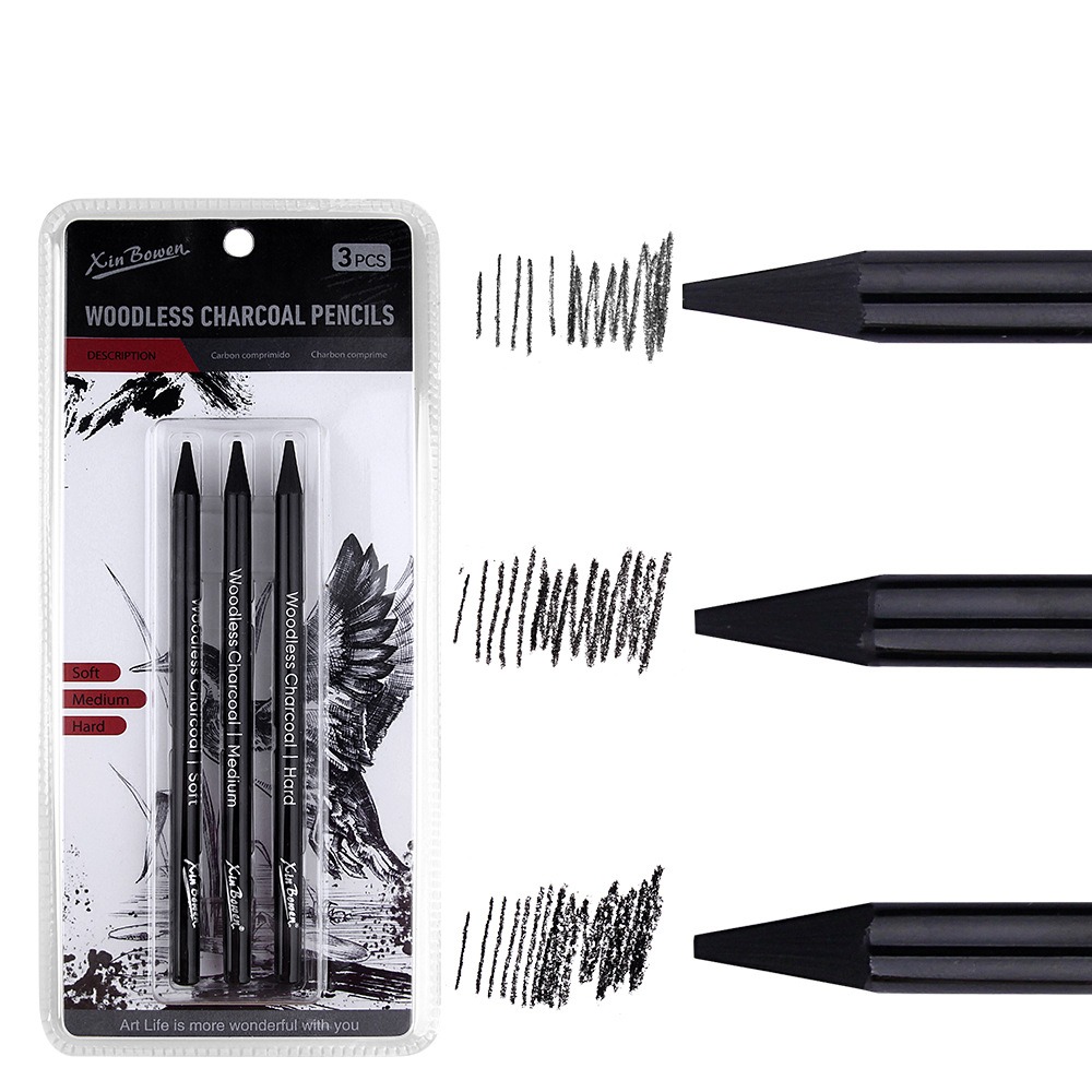 ชุดดินสอถ่าน 3 แท่ง แบบนิ่ม/กล - Sketching Charcoal Set บทวิจารณ์และราคา