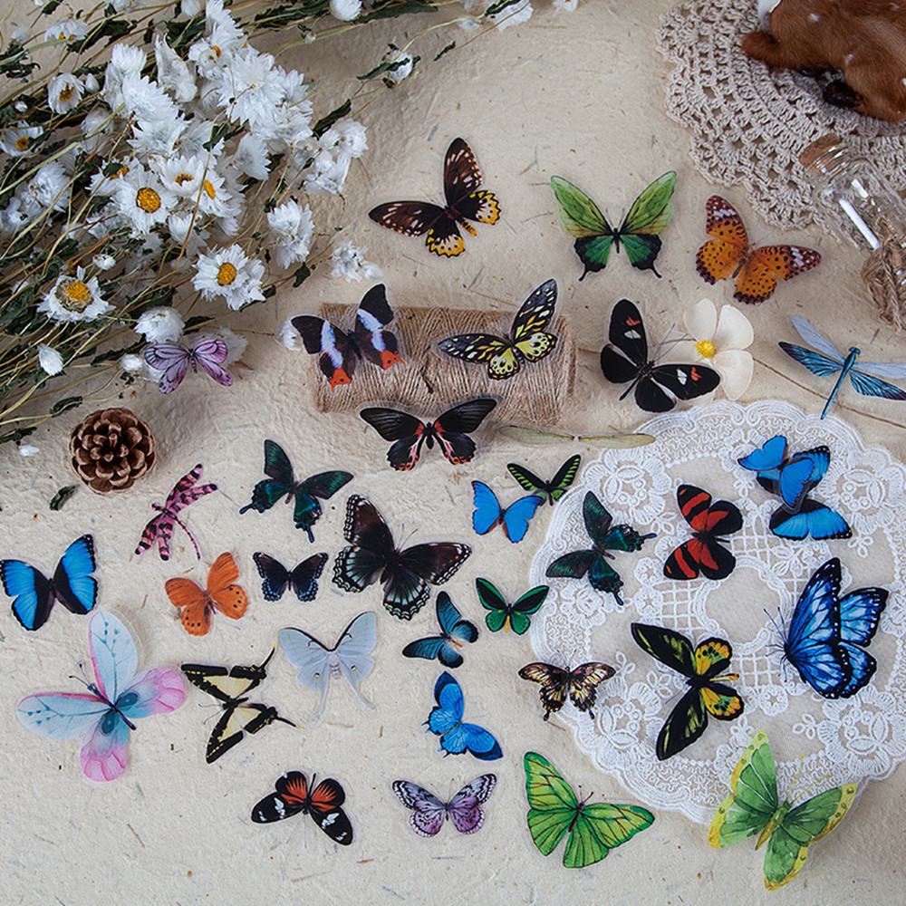 สติกเกอร์รูปผีเสื้อ40ชิ้น/ถุงไ - Art Craft Items บทวิจารณ์และราคา